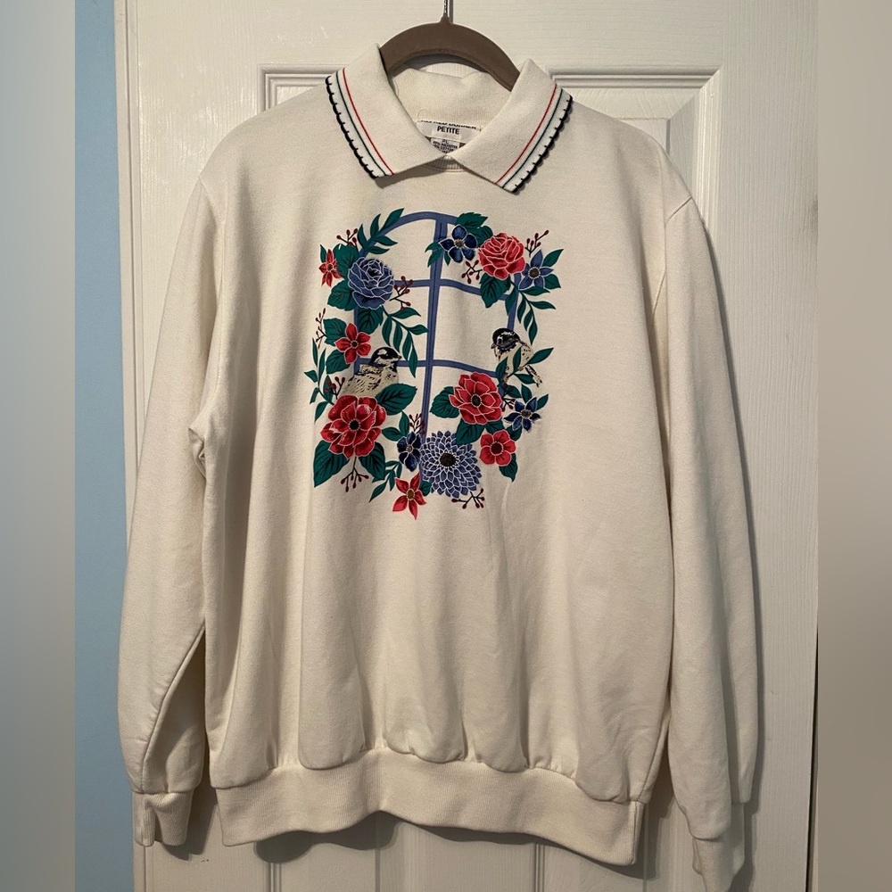 ALFRED DUNNER vintage 90’s floral & bird sweatshirt petite